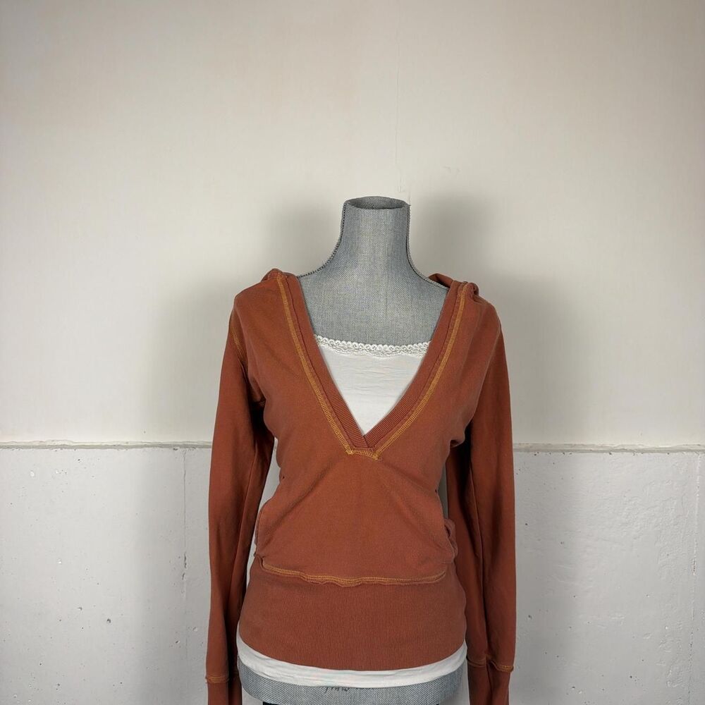 Unbranded Women's Orange and Brown Hoodie